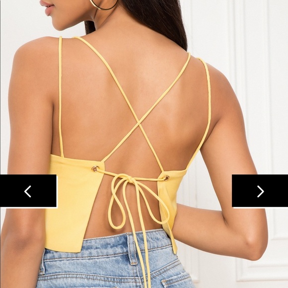 Yellow superdown crop top with tie back! - Picture 2 of 3